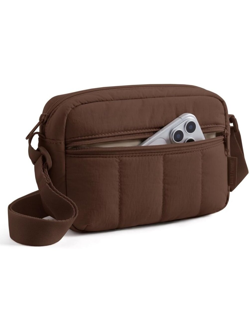 Women's Brown 2.4L Lightweight Mini Shoulder Crossbody Bag with Adjustable Strap